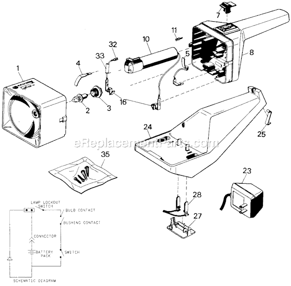 Page A Diagram and Parts List for 9360B Type 1 Black and Decker Worklight & Flashlight